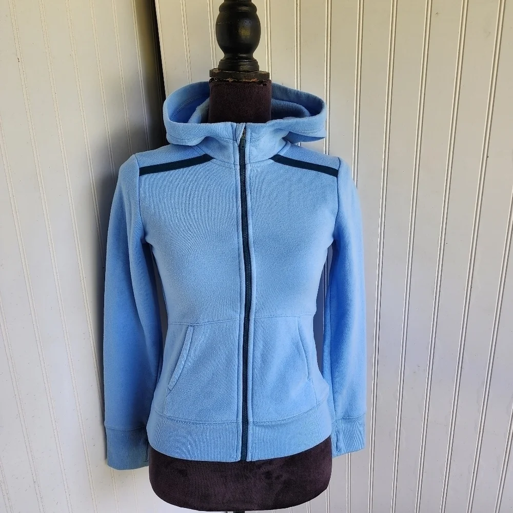 Tek Gear Girl's Long Sleeve Fleece Hoodie Full Zip Blue Sweatshirt L 10/12